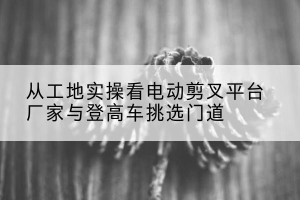 滨海电动剪叉升降平台厂家-从工地实操看电动剪叉平台厂家与登高车挑选门道